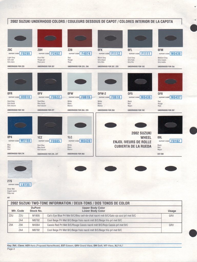 2002 Suzuki Paint Charts DuPont 2